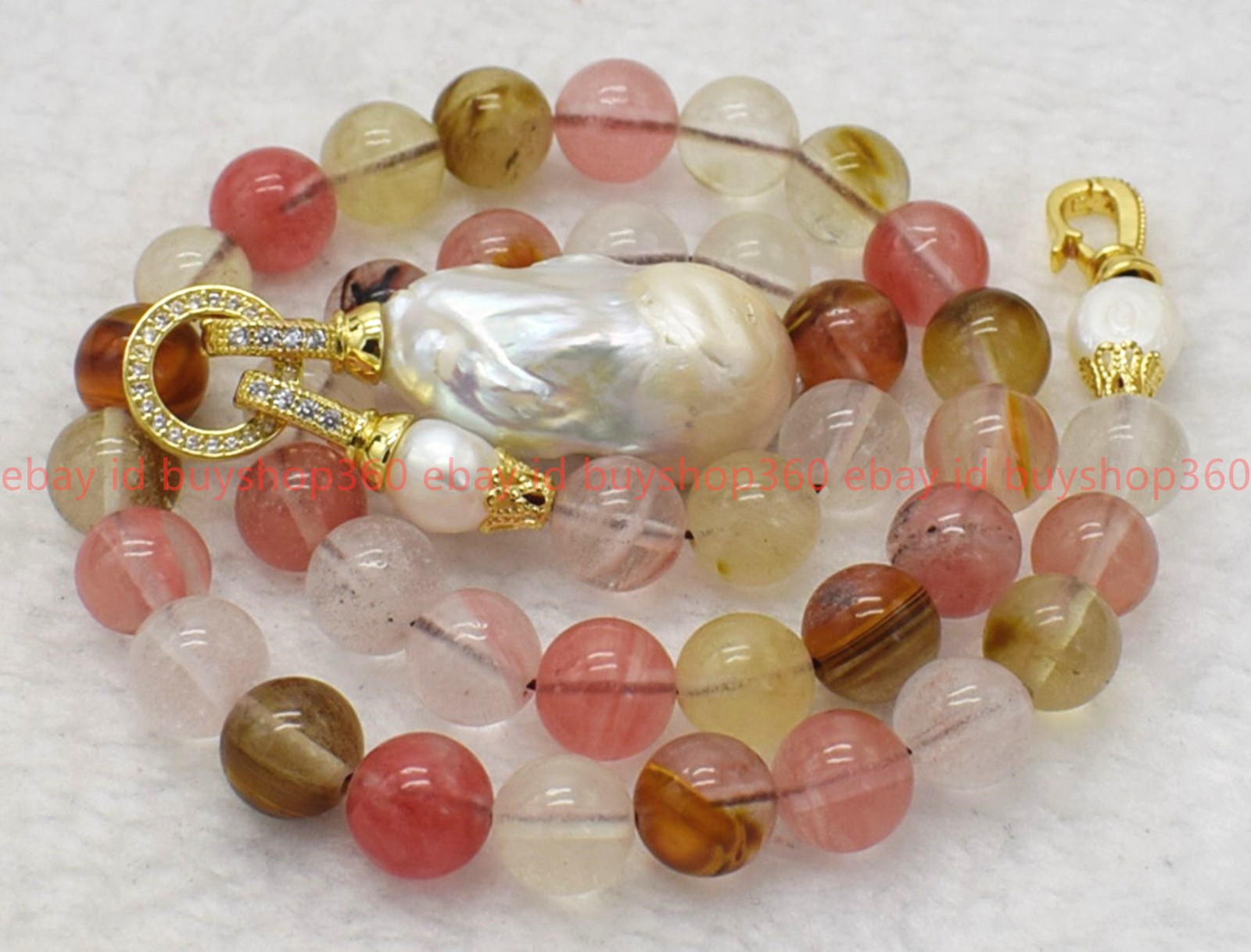Natural 6/8/10/12mm Watermelon Tourmaline Baroque Pearl Pendant Necklace16-28in