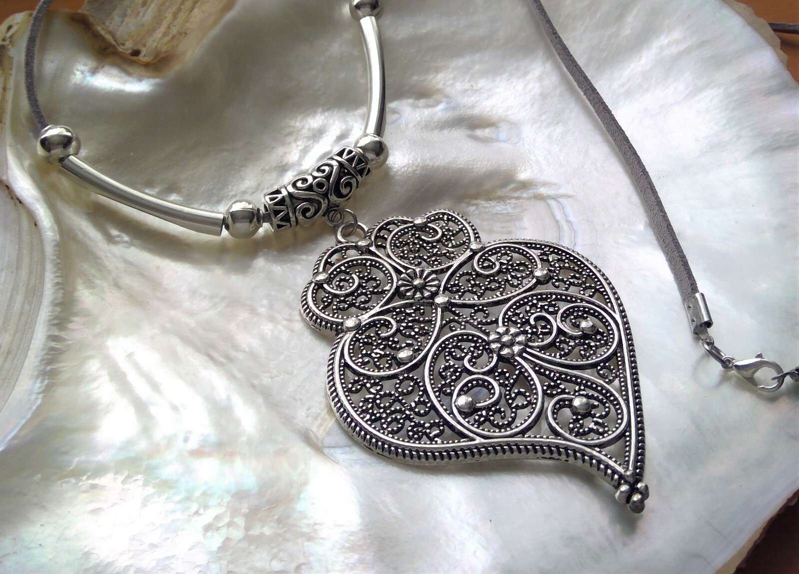 TIBETAN SILVER ALLOY STATEMENT PENDANT