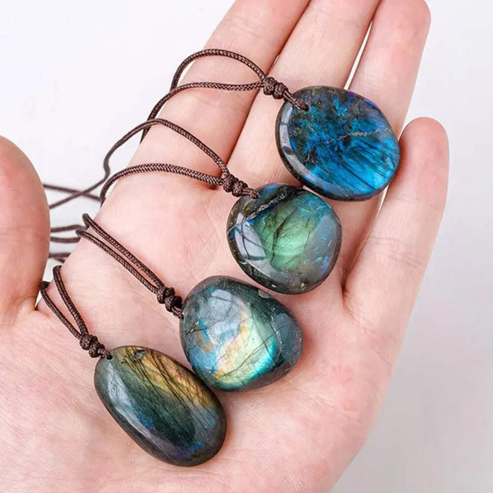 Natural Labradorite Necklace Irregular Random Shape Unique Natural Pendant Jewel