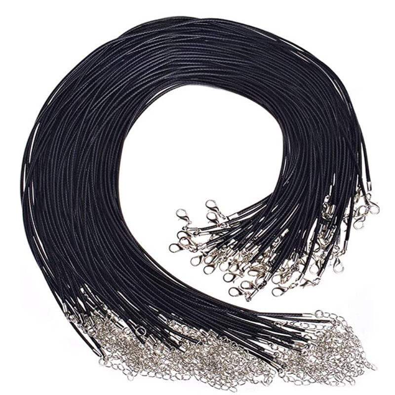 10-100Pcs Black Leather Necklace Rope Cord Chain String for DIY Jewelry Making