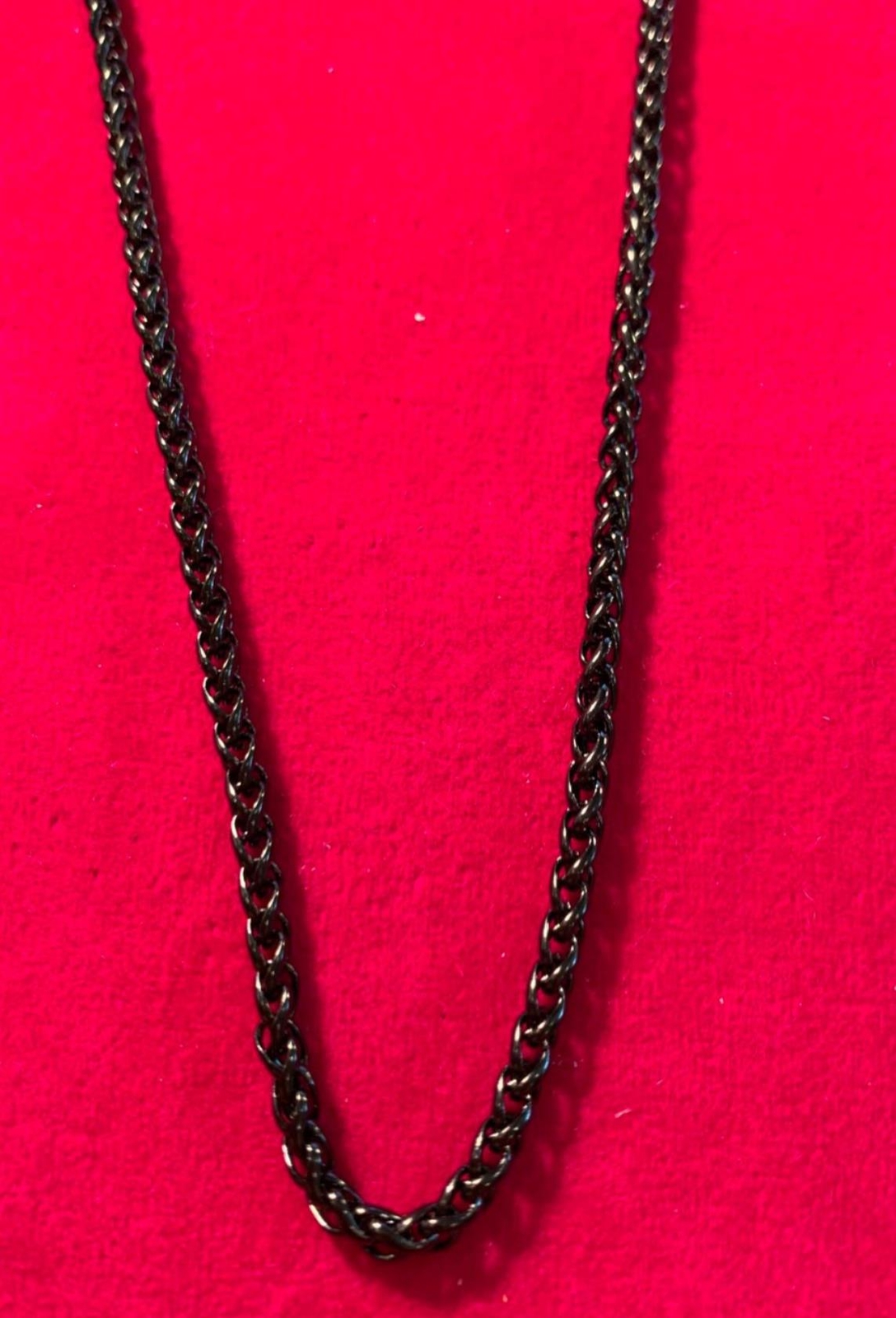 32 inch Unisex ,3mm Stainless Steel Black Plated Braided Wheat Necklace
