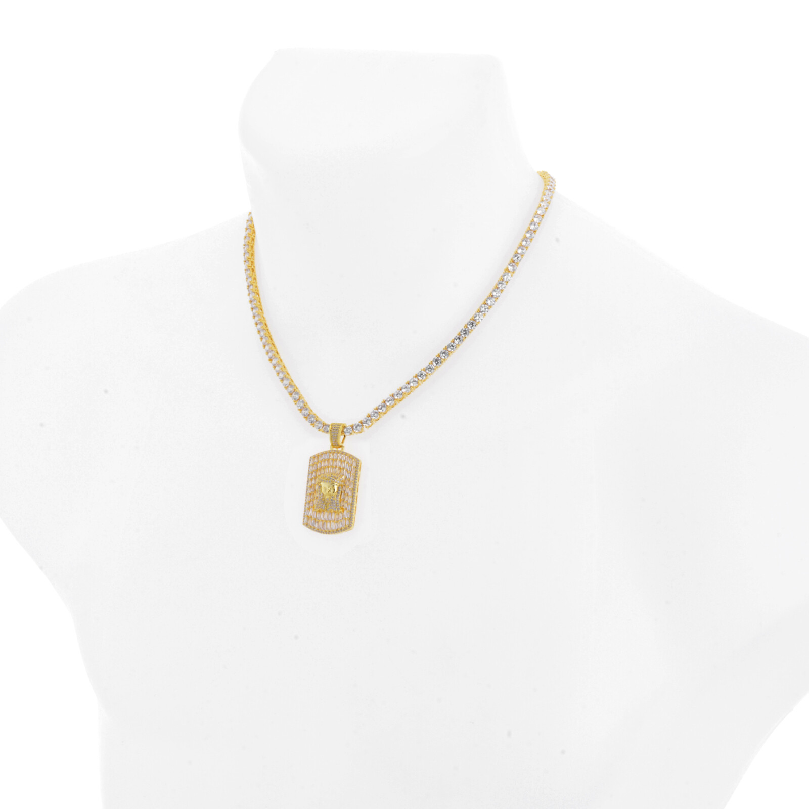 Rapper Dog Tag Jesus Pendant 20 inch Choker Tennis Chain Necklace BCT 17098