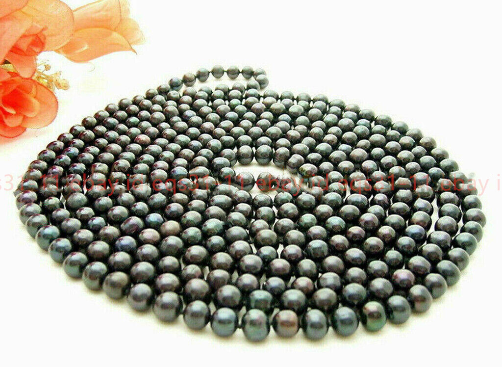 Charming 7-8mm Natural Tahitian Peacock Black Pearl Necklace Long 36-100 Inches