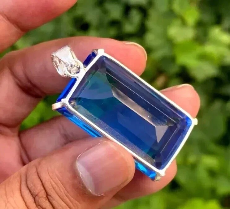 Certified AAA Natural Emerald Cut 91.47 Ct Blue Topaz Pendant Loose Gemstone