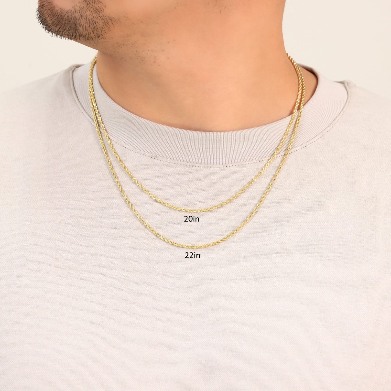 10K Yellow Gold 2mm-7mm Diamond Cut Rope Chain Necklace Men Womens 16″- 30″