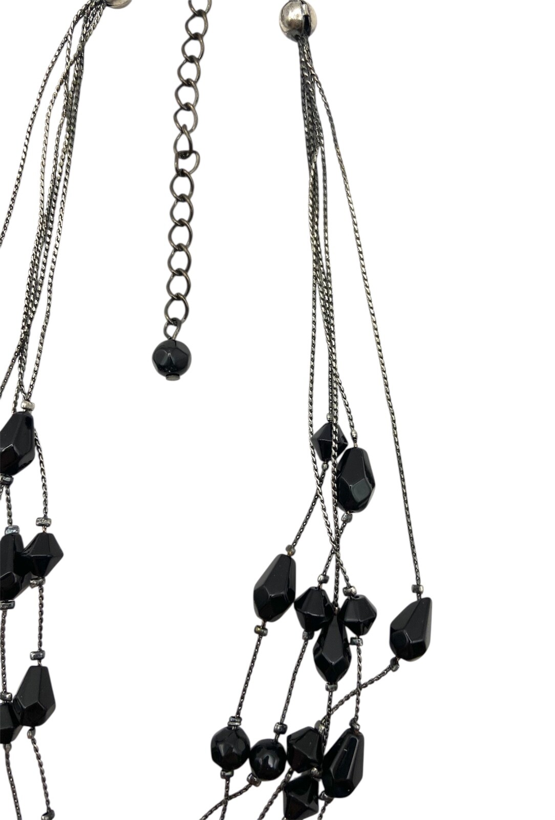 Gothic Black Glass Beads Layered Necklace Multistrand 18″ Gunmetal Gray 5 Strand