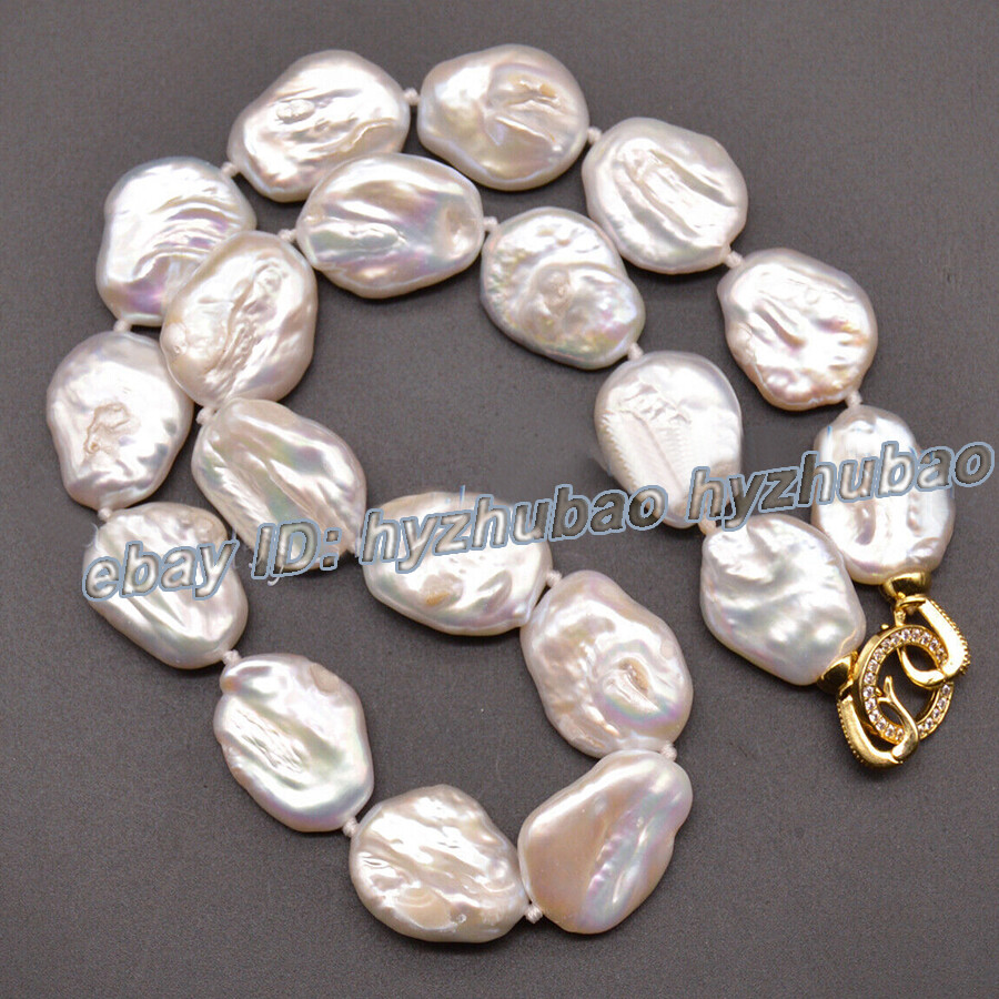 Huge 18-22mm South Sea White Flat Baroque Keshi Pearl Necklace Bracelet Earrings