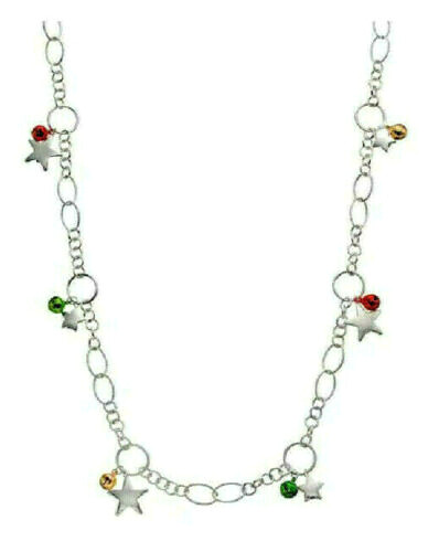 Brand New Silver-Tone Jingle Bell & Star Long 36 inches Necklace Orig Cost $16