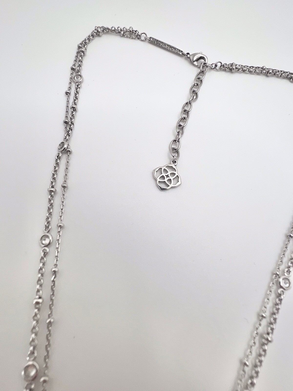 KENDRA SCOTT Silver Chunky Stone /Crystal Multi-strand Layered Necklace 18”-20”