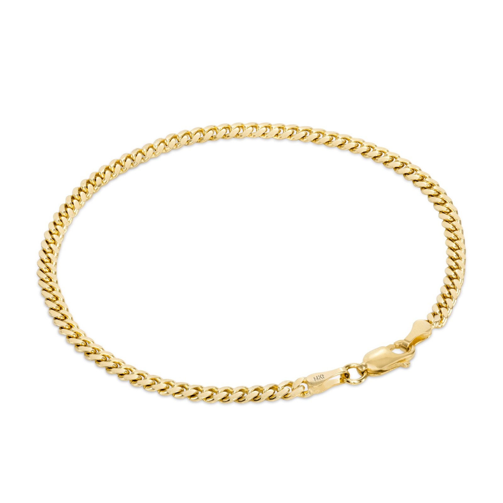 14K Yellow Gold Solid 3.5mm Miami Cuban Link Chain Bracelet Mens Womens 7″ 8″ 9″