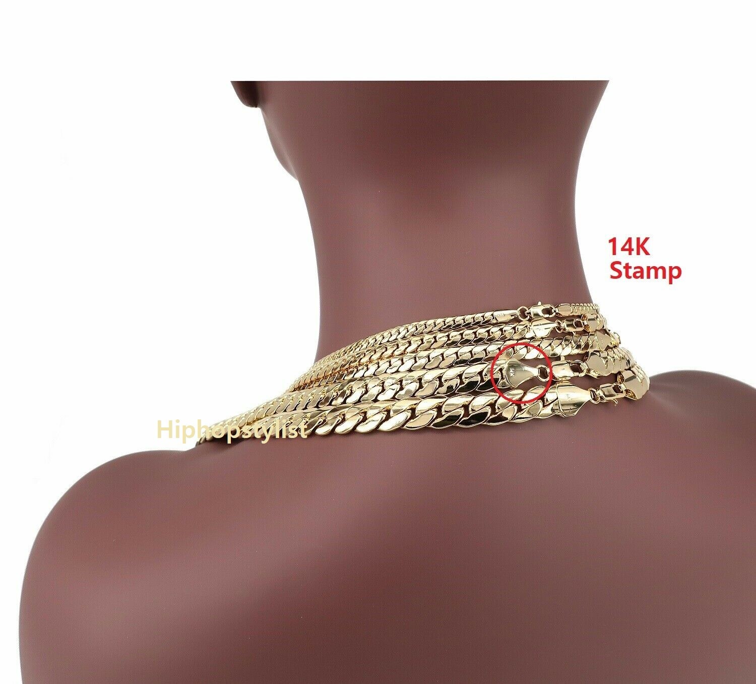 Mens 14K Miami Cuban link Chain Necklace Bracelet 5mm to 12mm Yellow Gold Plated