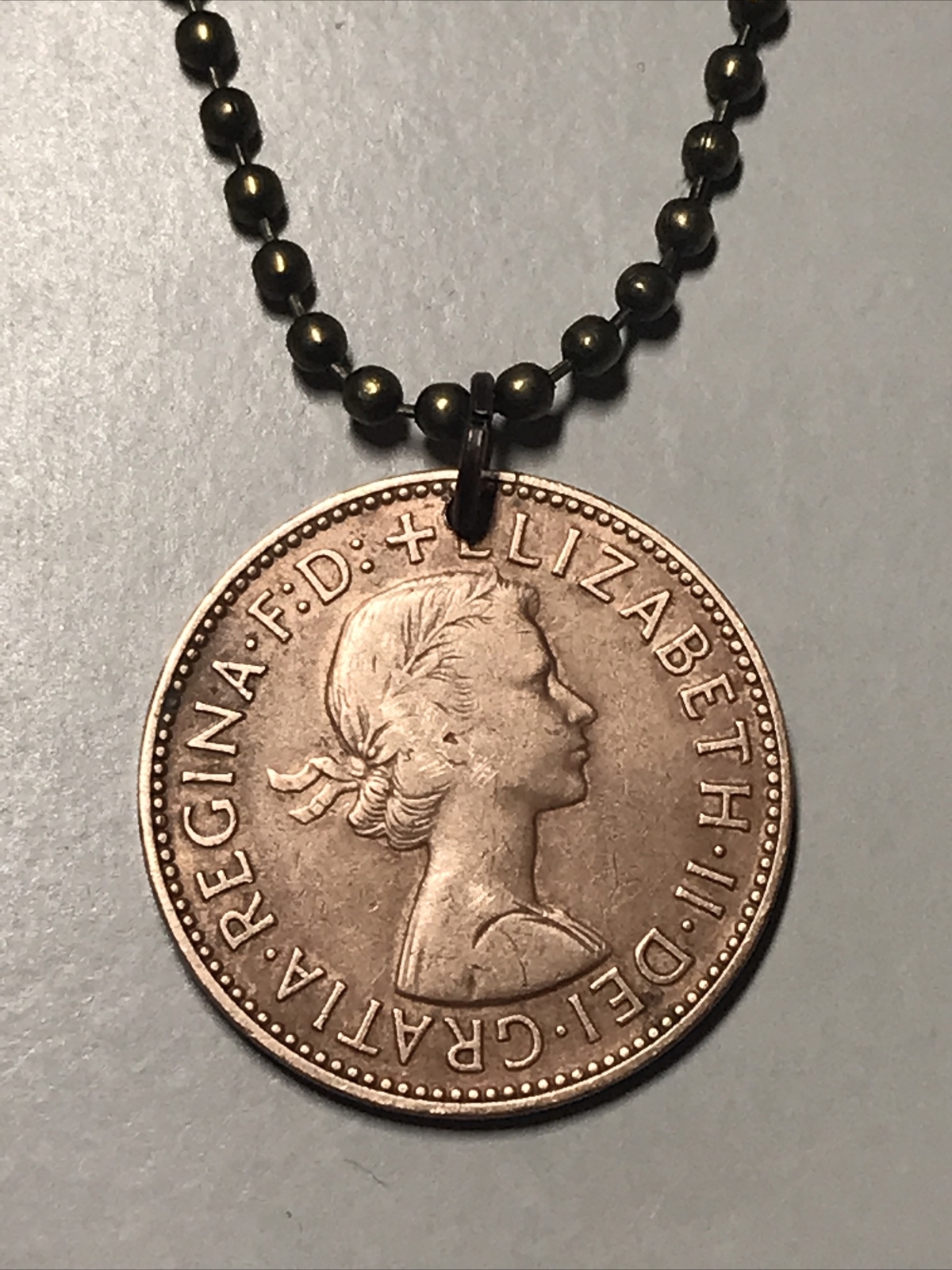 United Kingdom 1/2 Penny Coin Pendant Necklace Ship. Great CHOOSE DATE! A1