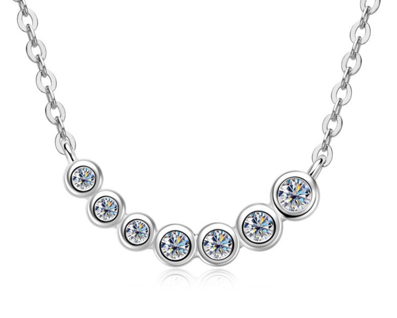 Moissanite Sterling Silver Necklace for Women 925 Wedding Engagement Necklace