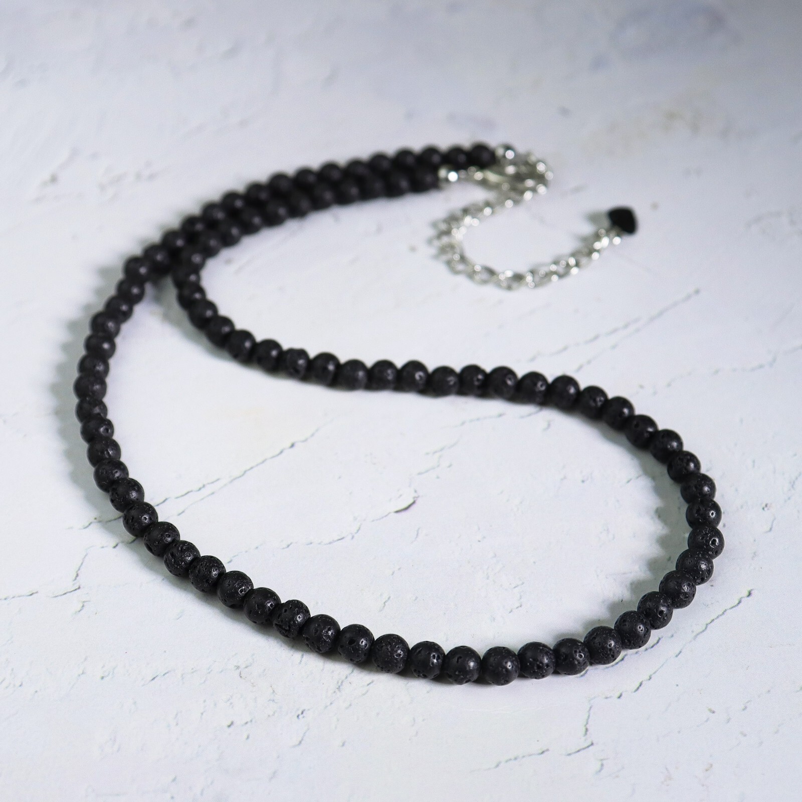 Lava Rock Choker Delicate Stone Beads Necklace Lava Crystal Dainty Choker