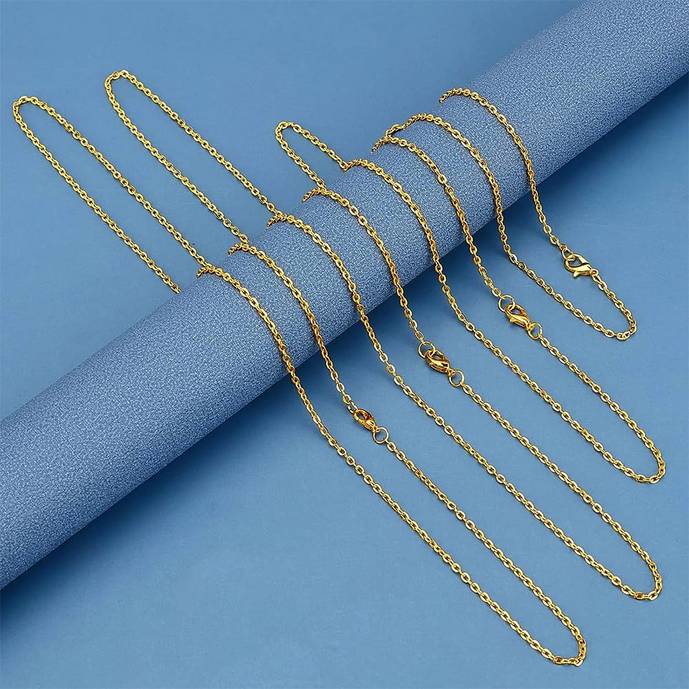 33 ft Necklace Chains 2.2mm Golden Iron Cross Chains Link Flat O-Shaped Cable