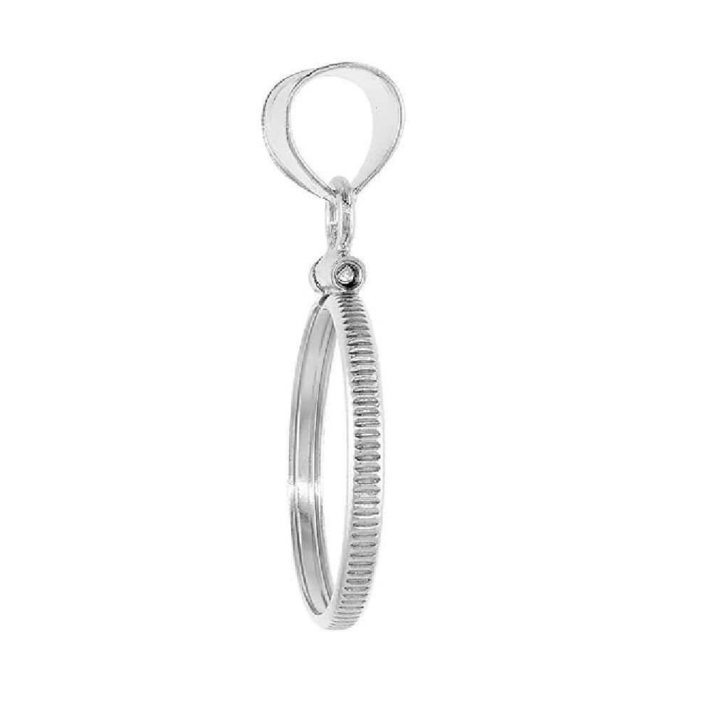 18 mm Sterling Silver Screw Top Edge 10 Cent Dime Coin Bezel Pendant, Box Chain