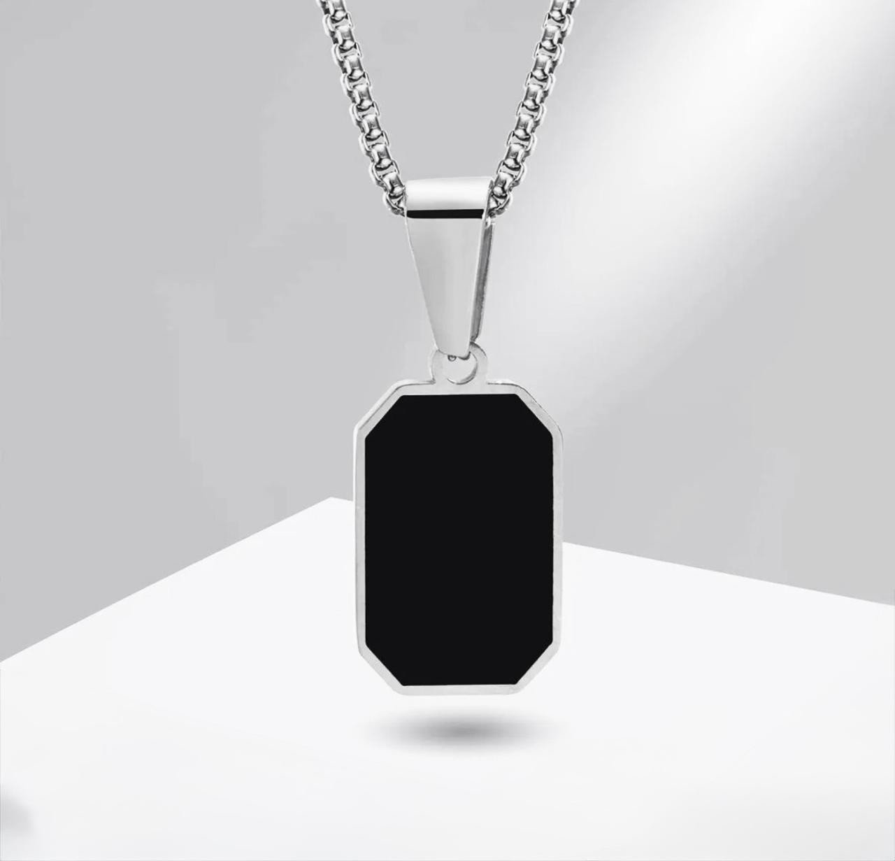 10Pcs Stainless Steel Square Rectangle Pendant Necklace Box Chain Unisex Jewelry