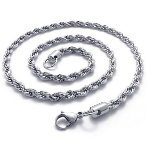 2.4mm – 6mm 16″-40″ Silver Stainless Steel Rope Necklace Chain HN1 USA Seller