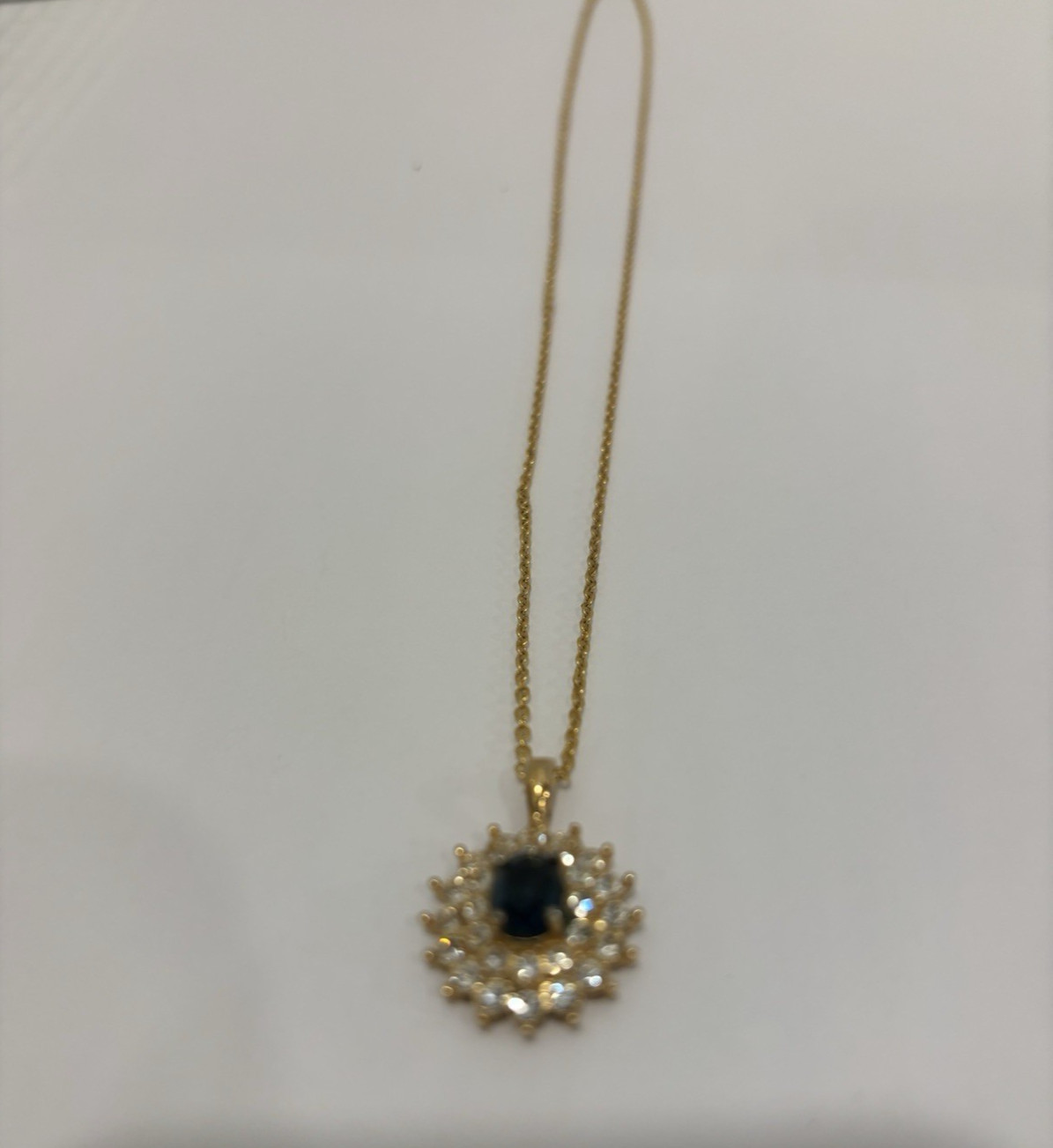 Vintage Signed, “Roman” Gold-Tone Pendant Necklace with Rhinestone Accents