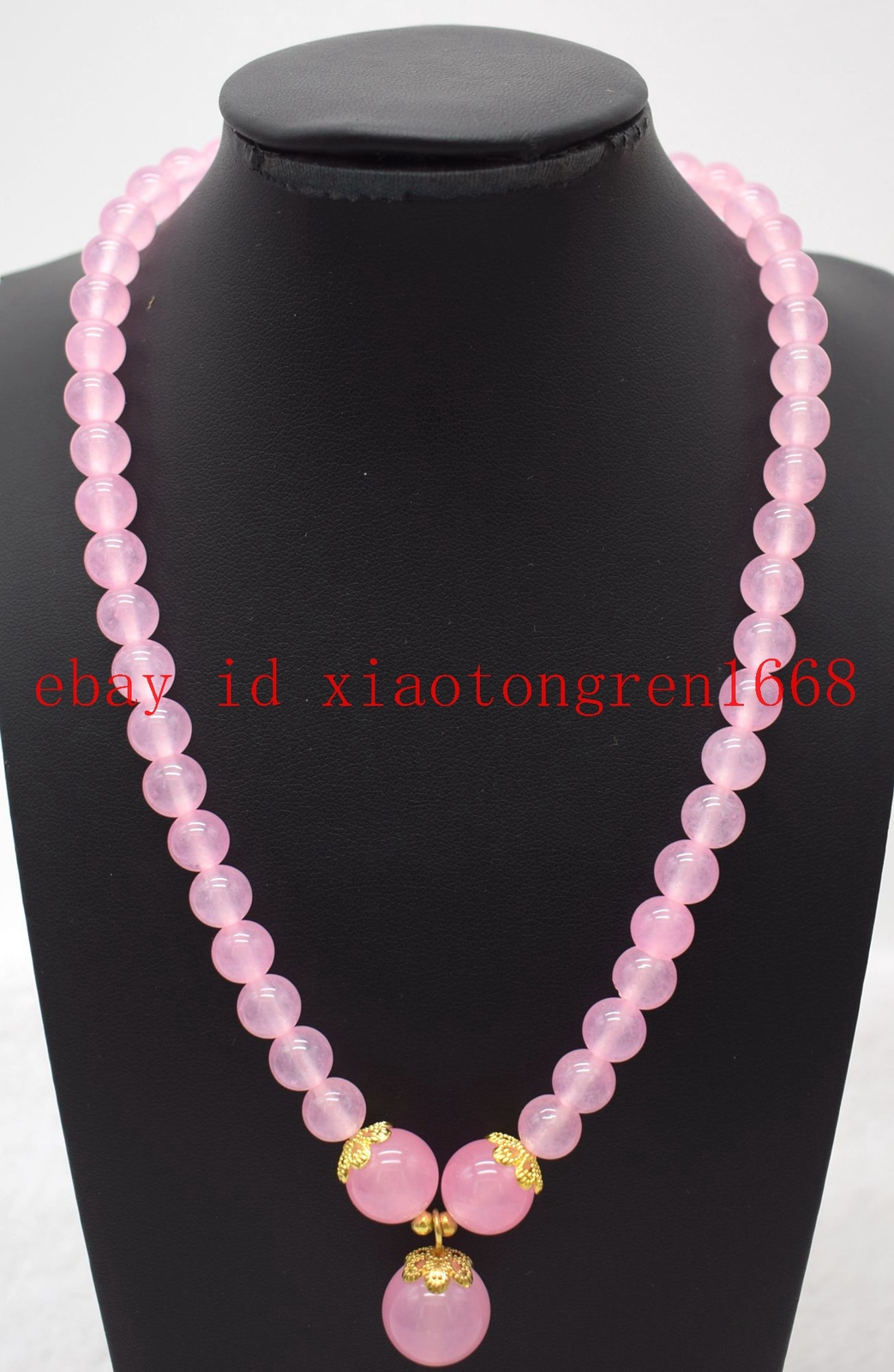 Charming 8mm & 12mm Pink Rose Quartz Gems Round Beads Pendant Necklace 16-26in