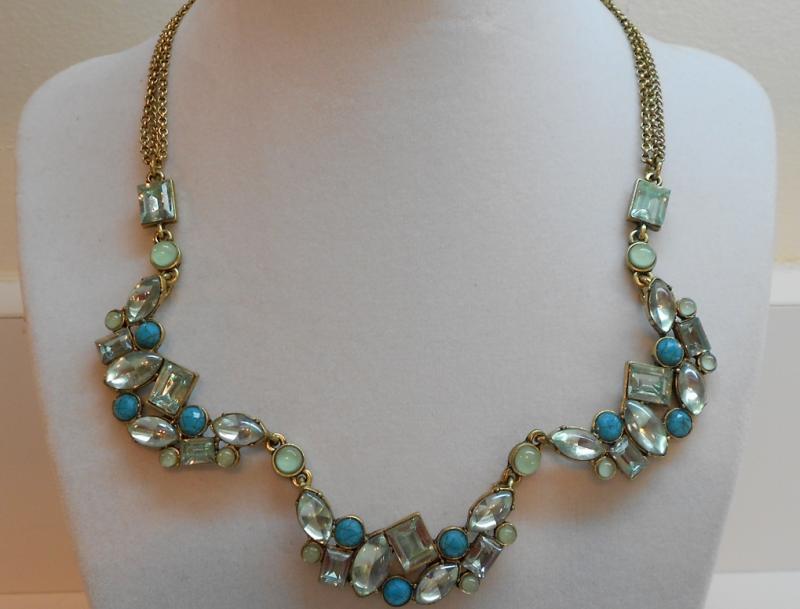 Betsey Johnson Mint Multi Crystal Gem Cluster Necklace MSRP $58 B08719-N01 VHTF!