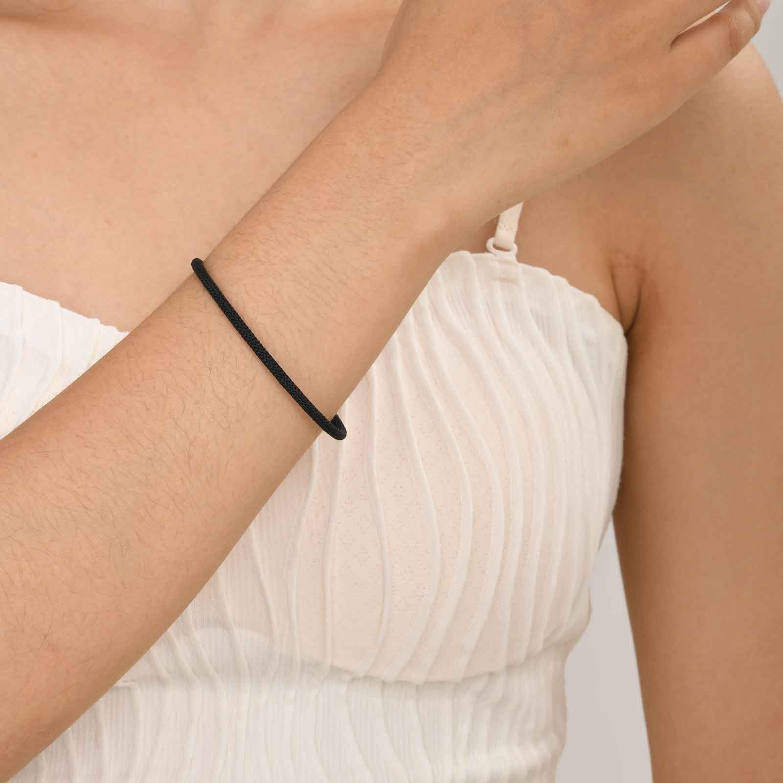 Women Screw Head Woven Steel Wire Elastic Rope Open Bangle Bracelet Classic Gift