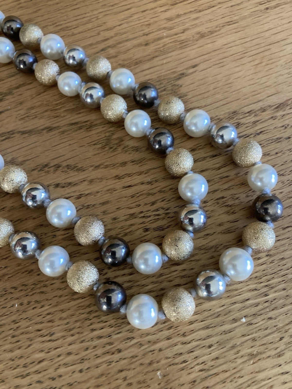 Vintage Genuine Pearls Crystal Beads Knotted Double Strands Necklace $300 New