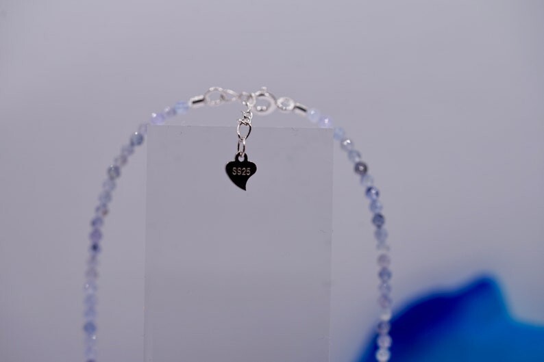 Natural Tanzanite Faceted Round Gemstone Beaded Positivity Energy Necklaces 18”