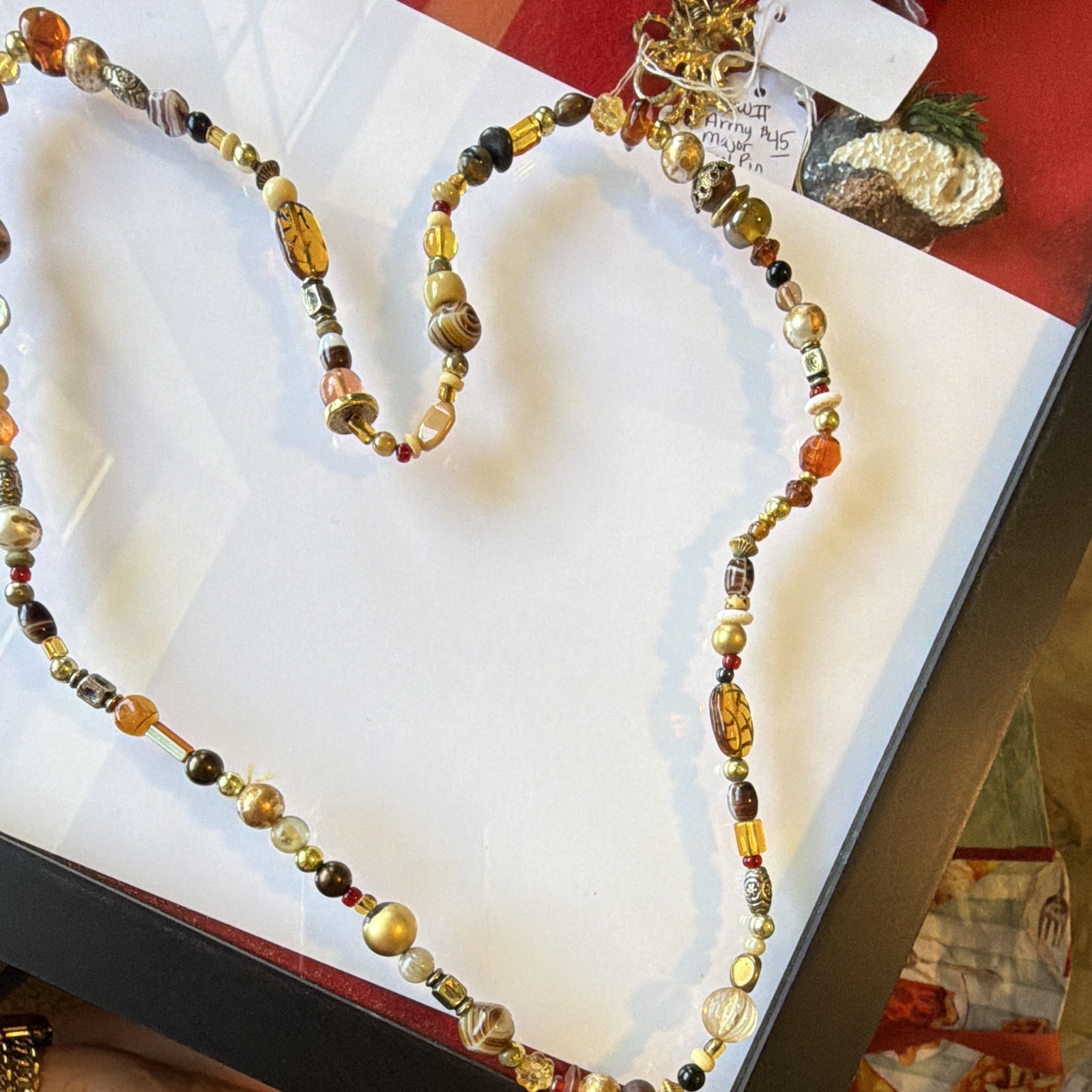 Amber color Glass Beaded Necklace Beads Ball/Beaded Style
