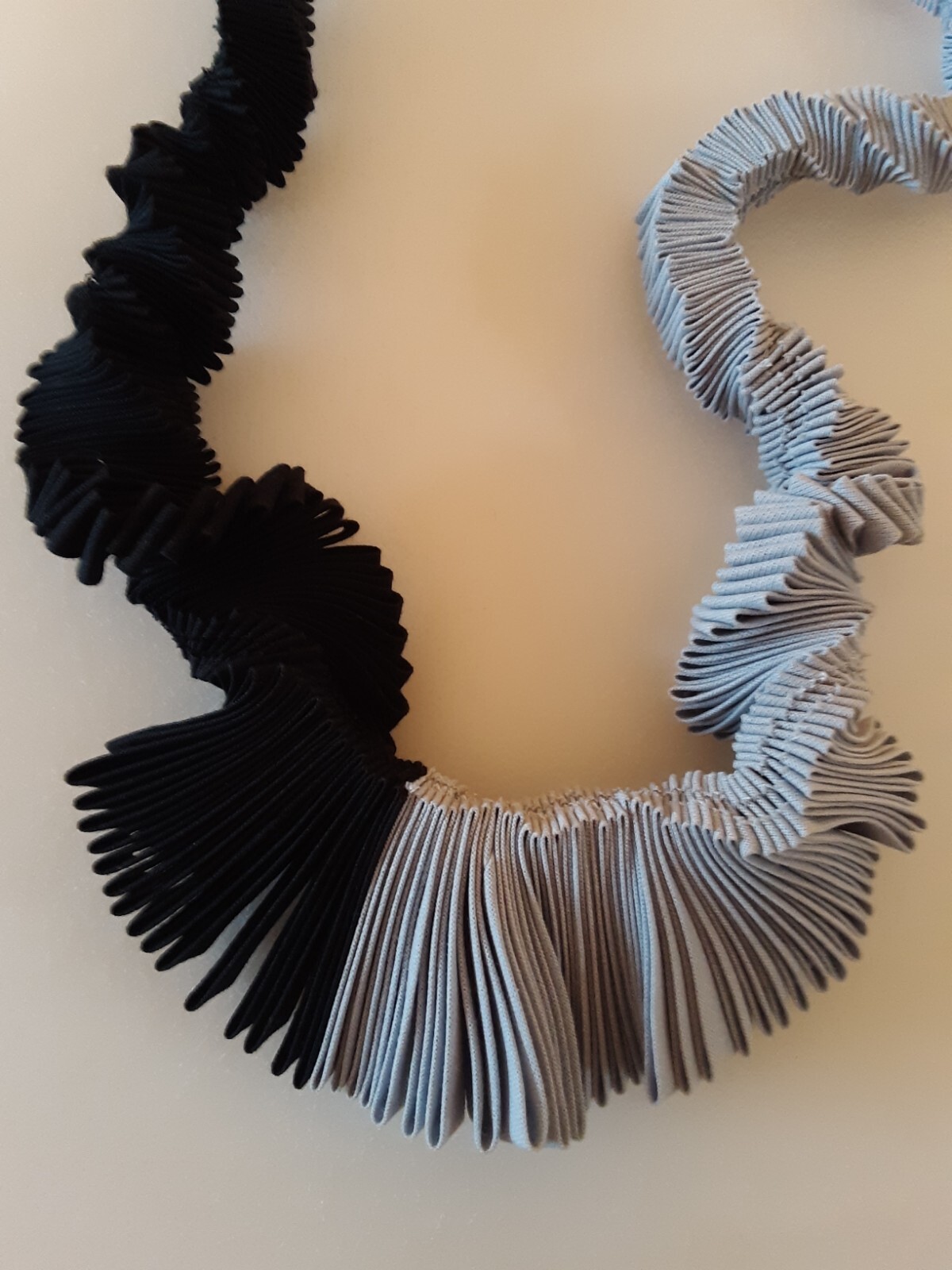 Sol Marisco Cotton Pleated Fabric Black Gray Necklace