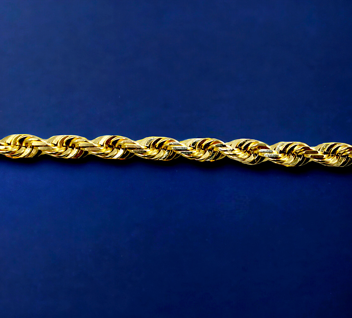 14K Yellow Gold Rope Chain Necklace Diamond Cut Real Gold 1mm-10mm 16″-30″