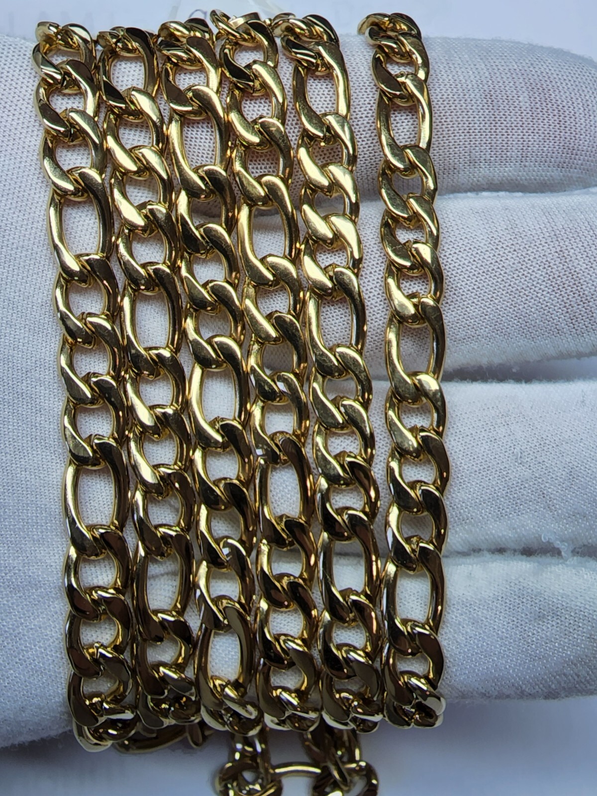 Stainless Steel Gold Plated Figaro Chain Necklace 9mm Size 18in to 26in Unisex