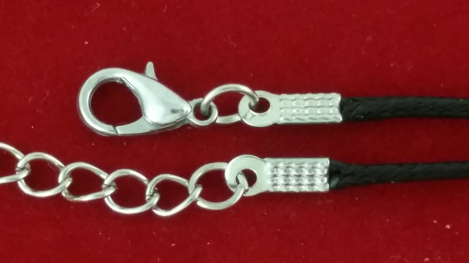 Black Leather Twisted Hand Braided Rope Chain Cord String Necklace Silver 18″