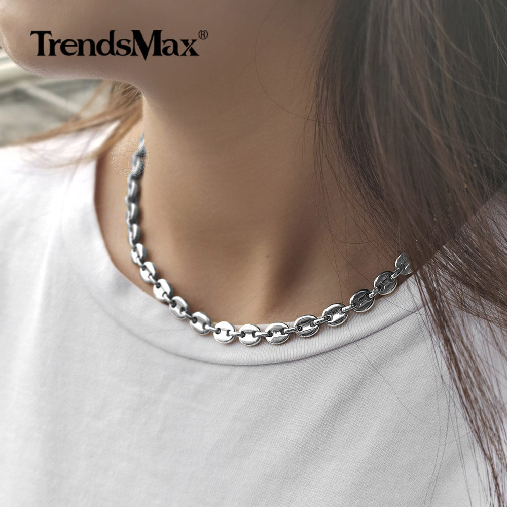 7mm 18-24″ Silver Stainless Steel Marina Link Necklace Jewelry for Unisex Chain