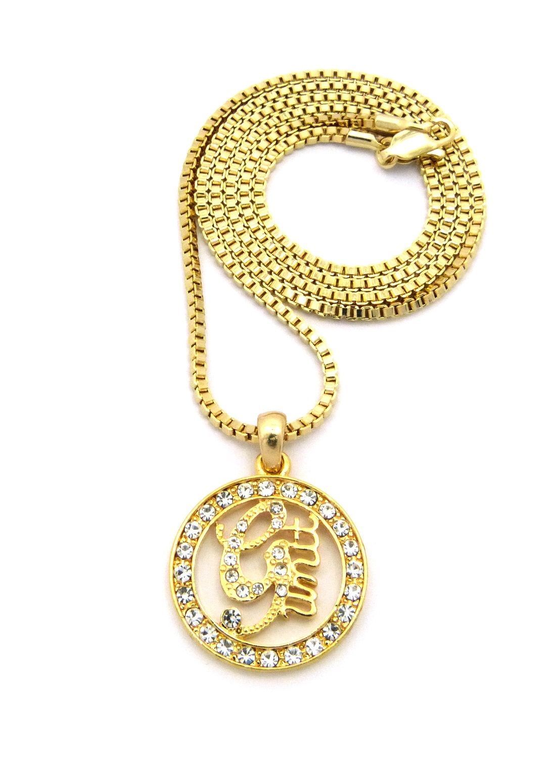 Iced Gold Mini G Unit Round Pendant w/ 24″ Box Chain Hip Hop fashion Necklace
