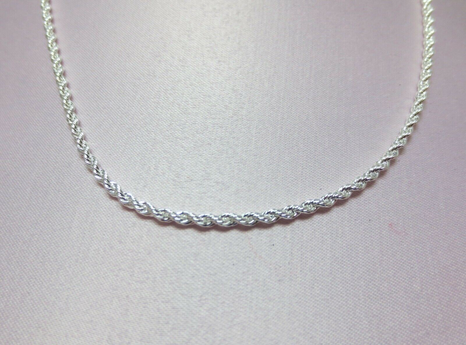 24 INCH STERLING SILVER PLATED 3 MM ROPE CHAIN NECKLACE-USA SELLER