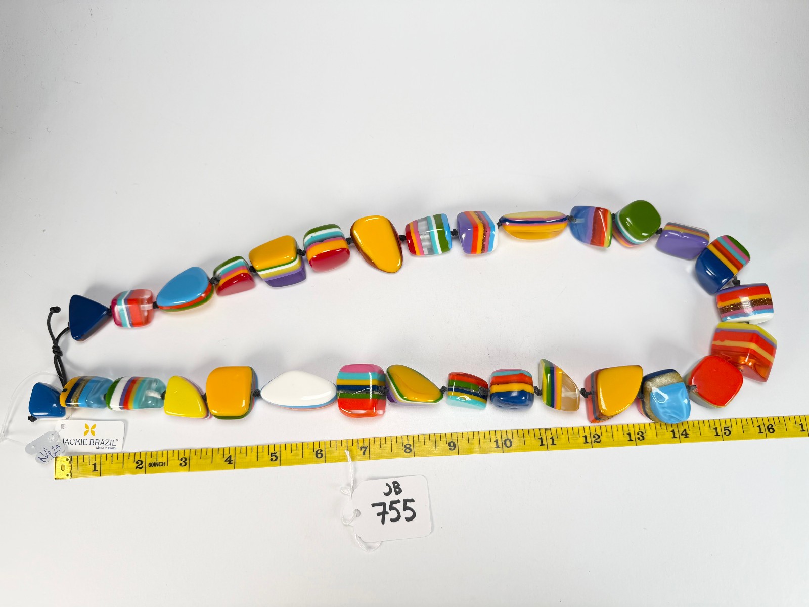 Jackie Brazil “Mix Colours” Large Stones Long 75cm Resin Necklace ( N0425 )