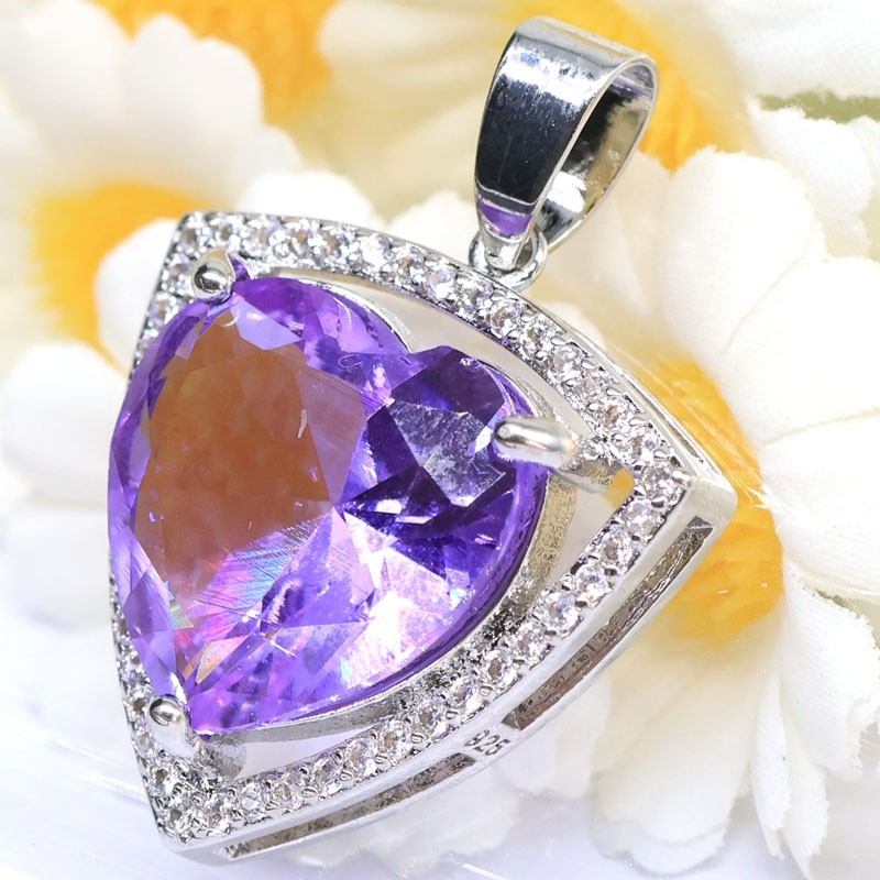 Buy 3 Get 1 Free Princess Cut Color Changing Alexandrite Topaz CZ Silver Pendant