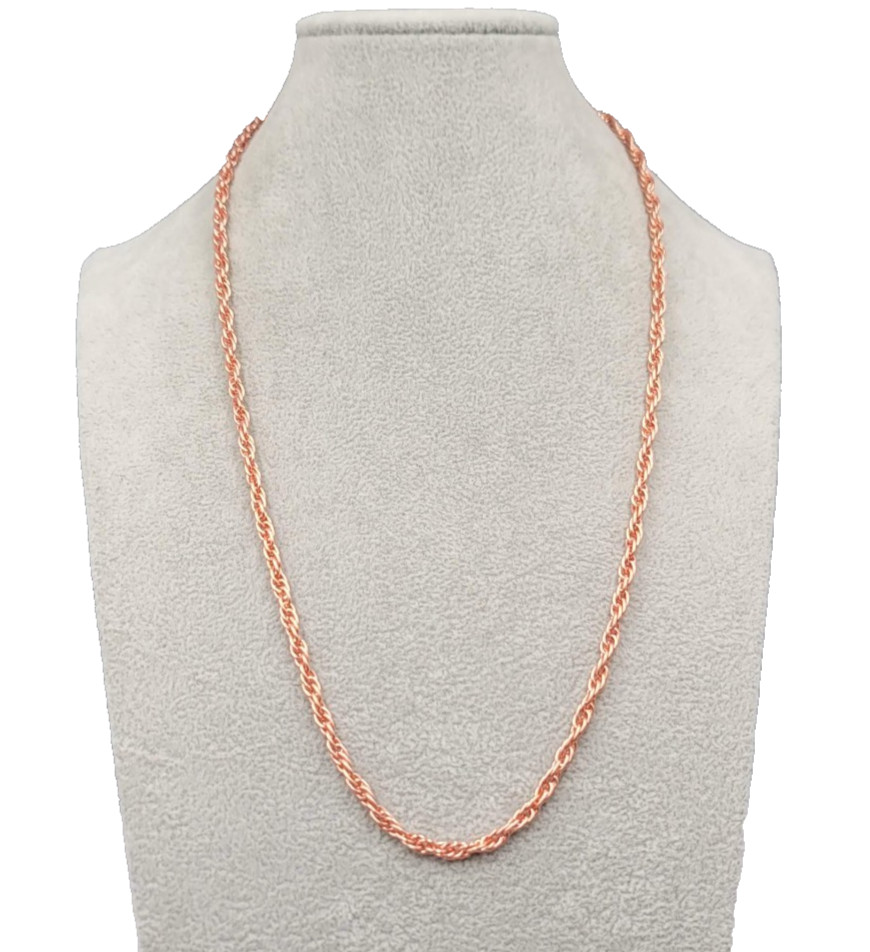 Pink Rose Gold tone Rope Chain Necklace 24″-26″