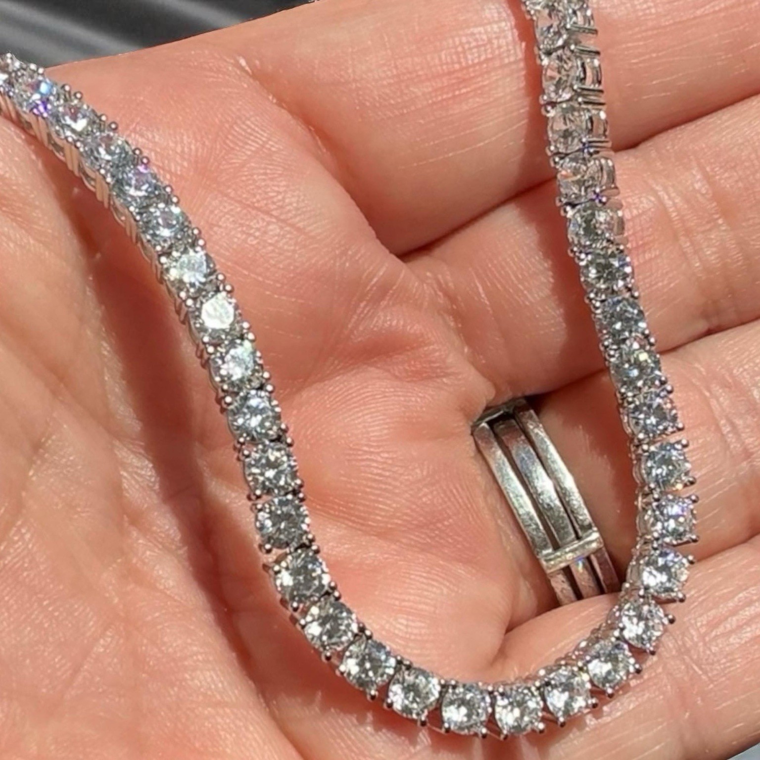 Solid 925 Sterling Silver 3mm-4mm 16”/18”/20” Iced CZ Hip Hop Tennis Necklace