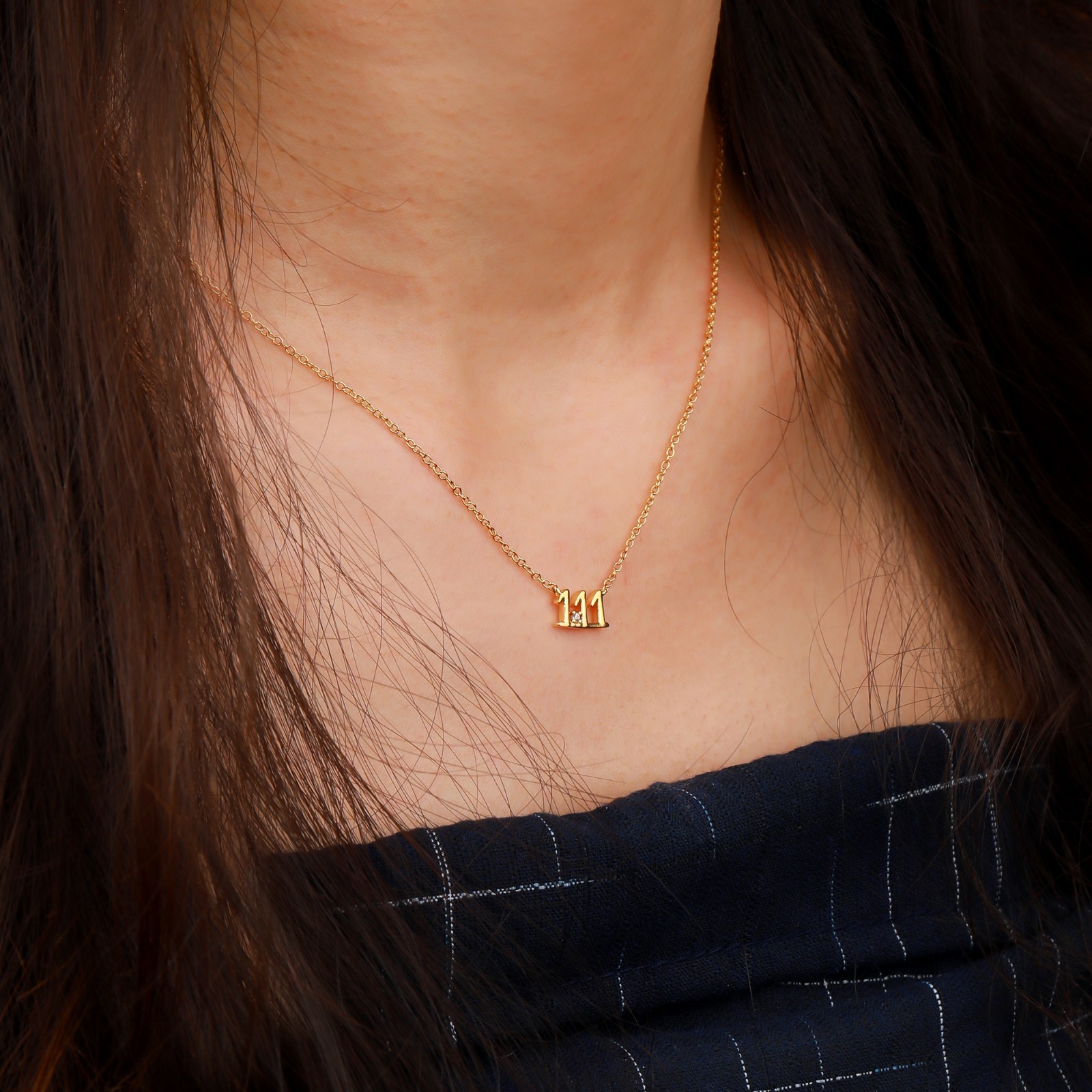 Gold Zircon Necklaces Number Design Collarbone Necklace Clavicle Chain