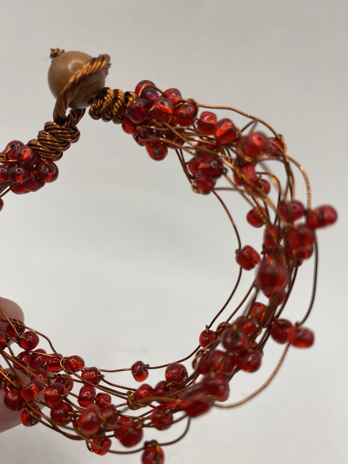 Mi Linea Red Beaded Copper Wire Multi-strand Choker Necklace And Bracelet