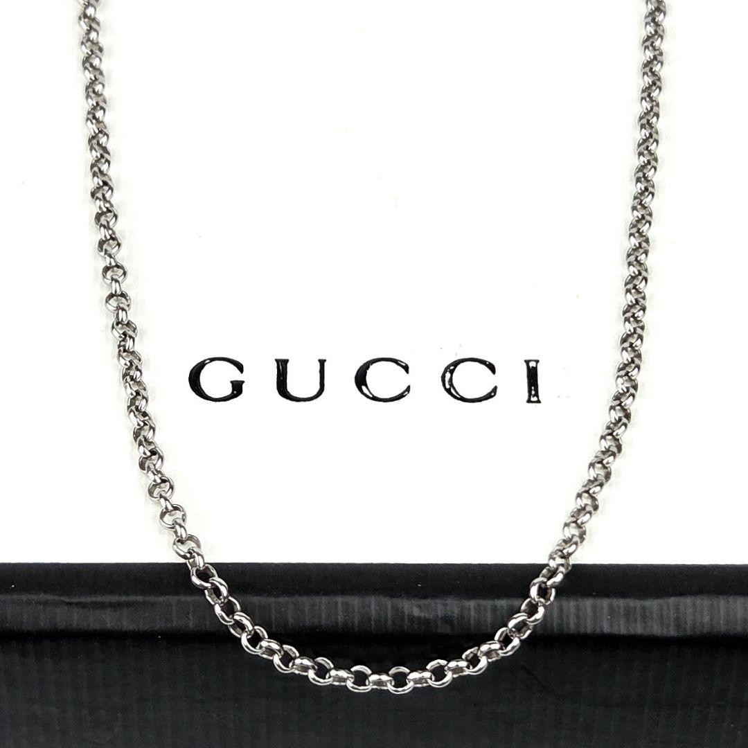 Excellent Gucci Figaro Chain, 50 Length, 2.2 Width, Black Silver,