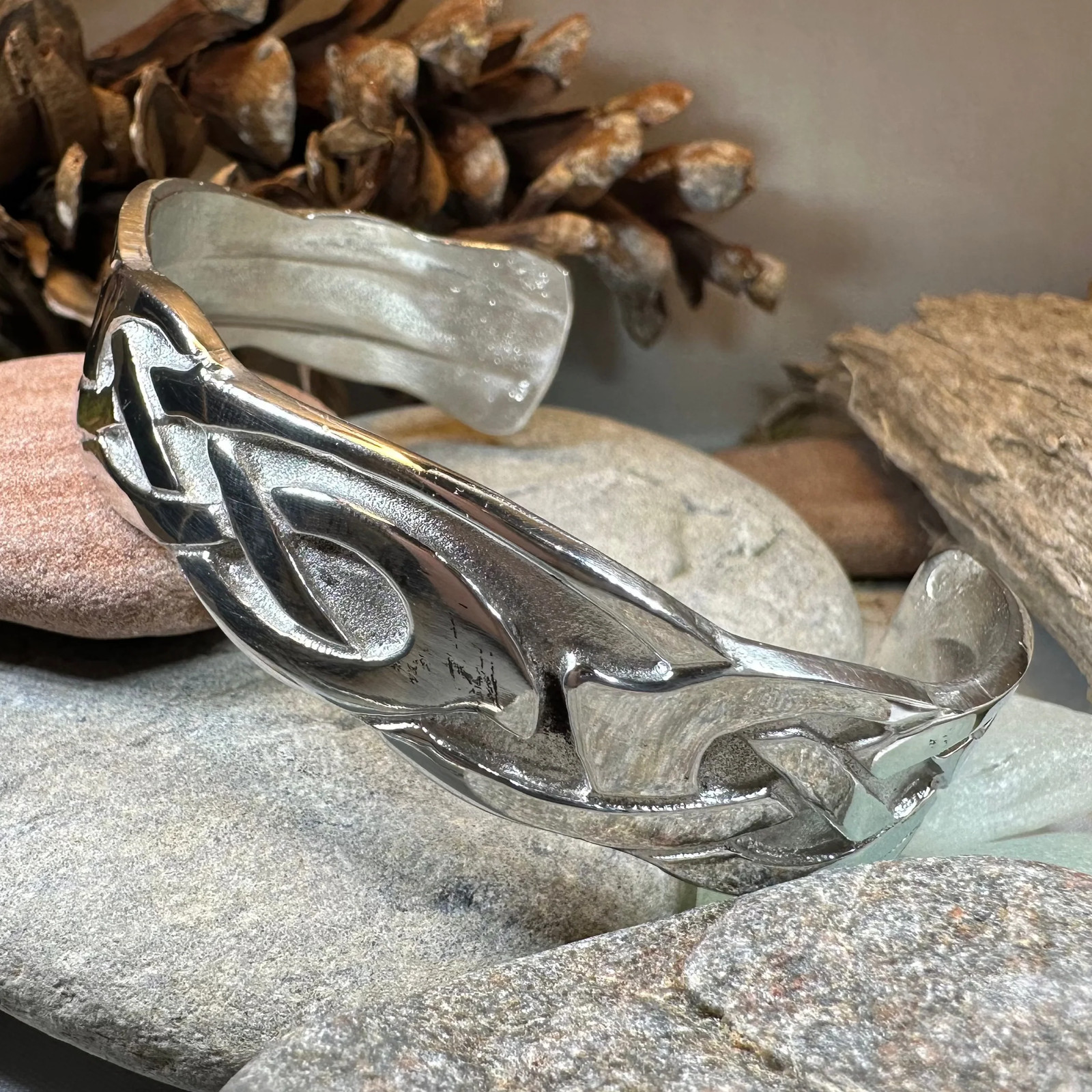 Celtic Cuff Bracelet Irish Scottish Mens Womens Pagan Gift PEWTER