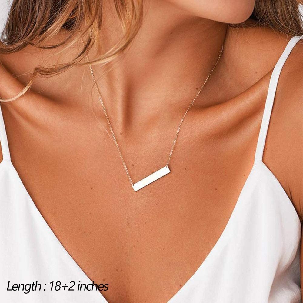Dainty Layered Choker Necklace, Handmade Y Pendant & Bar Disc, Adjustable Jewelr