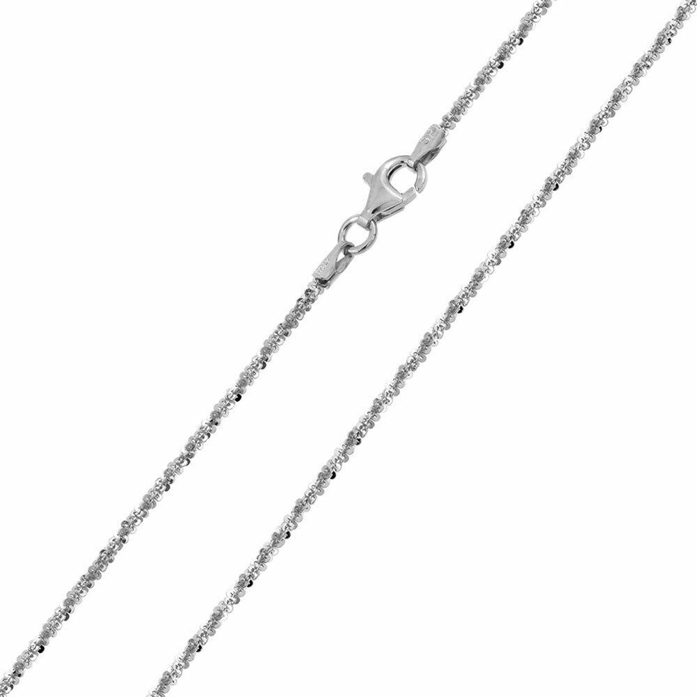1.5mm to 3mm Sterling Silver Twisted Sparkle ROCK Chain Necklace, Made in Italy