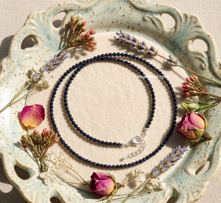 Genuine Blue Goldstone Choker Healing Spiritual Manifestation Crystal Women Gift
