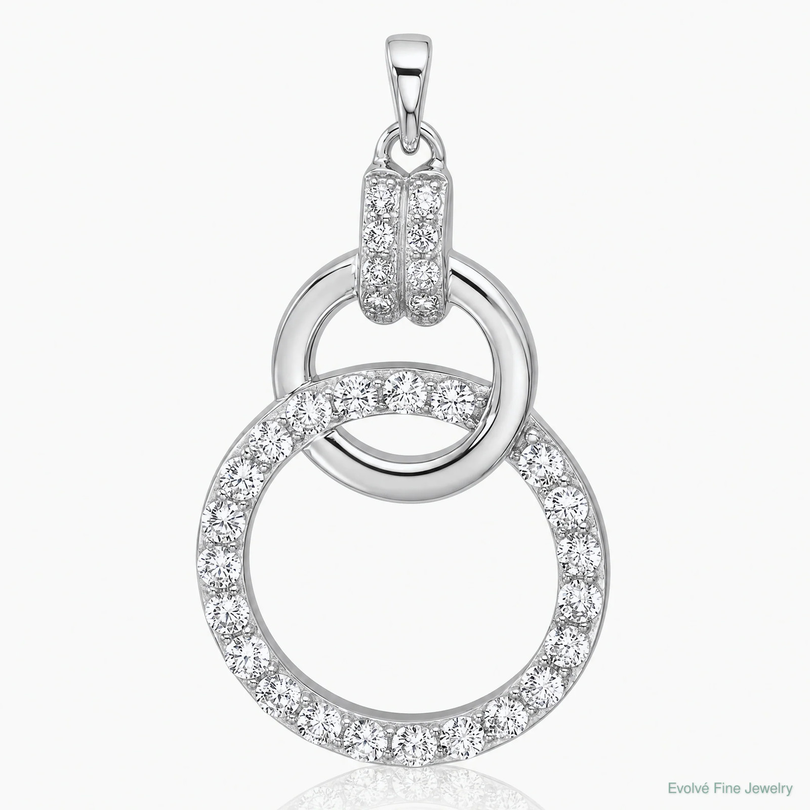 Sterling Silver Rhodium-Plated CZ Circle Pendant