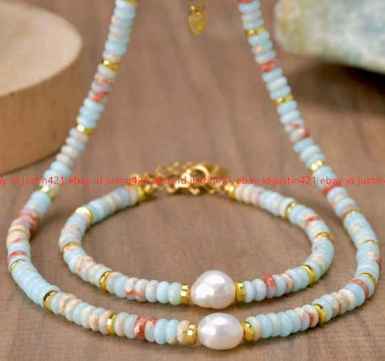 Charming 2x4mm Shoushan Jasper Gems Rondelle Beads Necklace Bracelet18in+7.5in