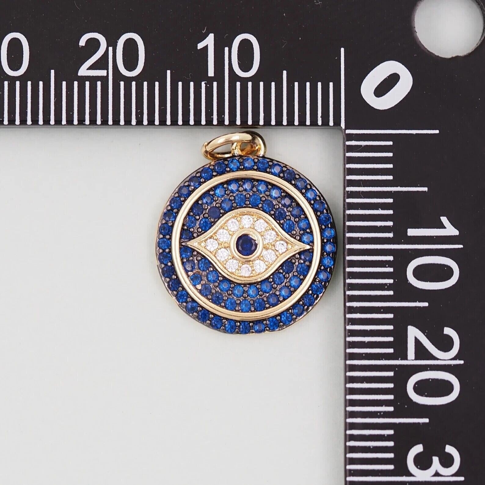 Evil Eye Cluster Pendant In 2Ct Round Simulated Sapphire 14k Yellow Gold Plated